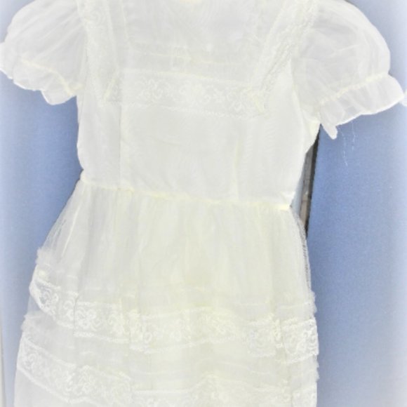 Vintage COMMUNION DRESS Vintage Vail SILK Dress Girls Wedding Dress Bridesmaid - Picture 11 of 15